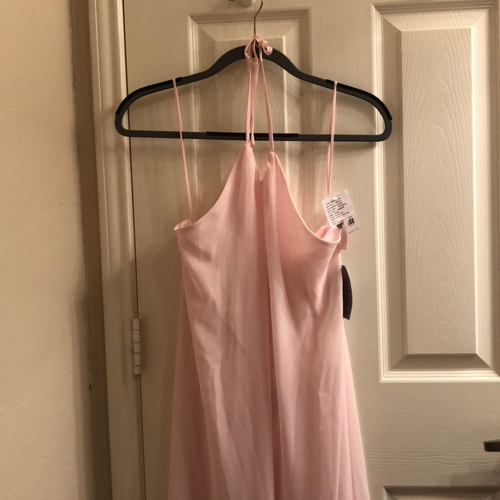 powder pink chiffon maxi dress